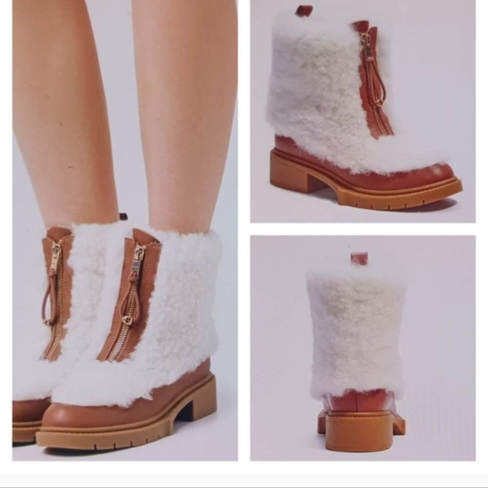 NWT COACH LEONA SHEARLING BOOT HONEYGUM COLOR NEVER WORN